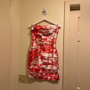 Floral strapless mini dress